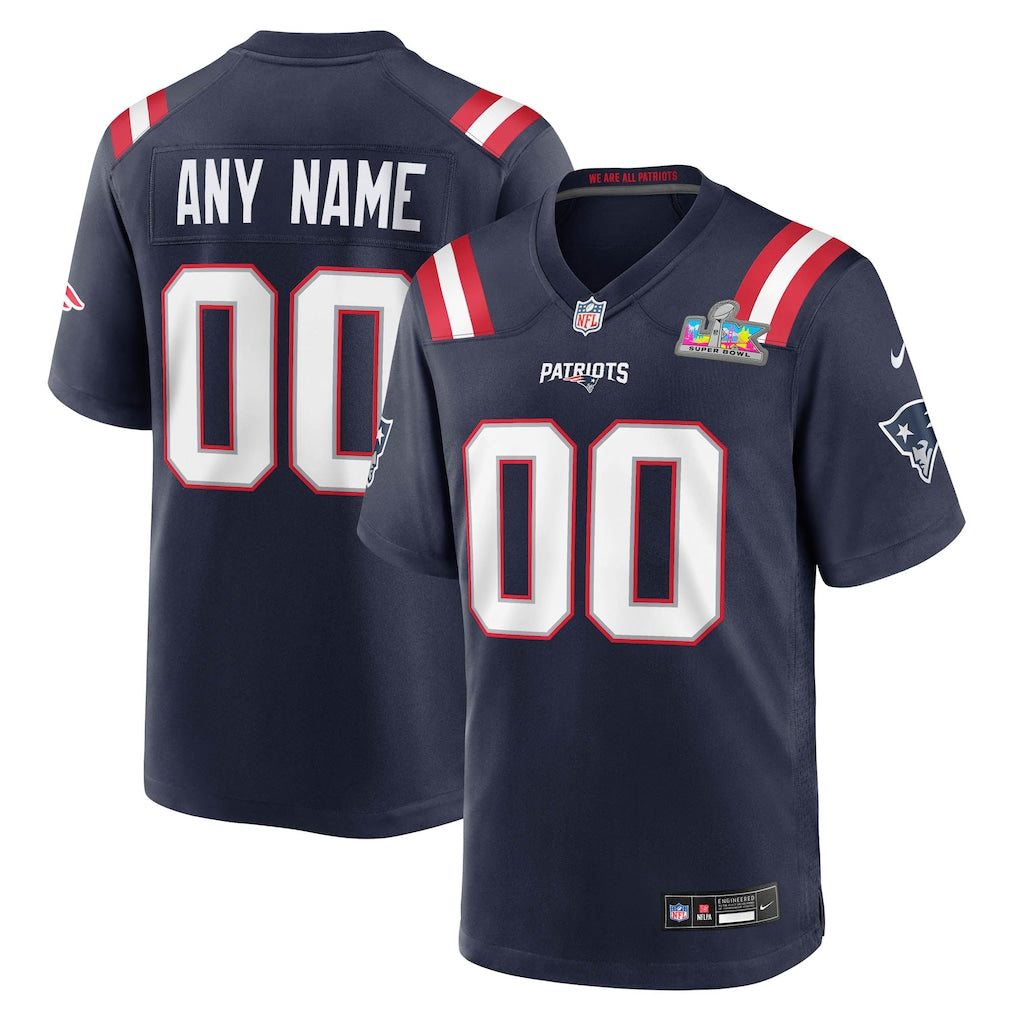 Custom New England Patriots Super Bowl LX Patch Jersey - Navy