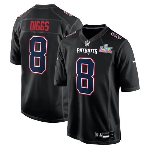 Stefon Diggs New England Patriots Super Bowl LX Patch Jersey - Carbon Black